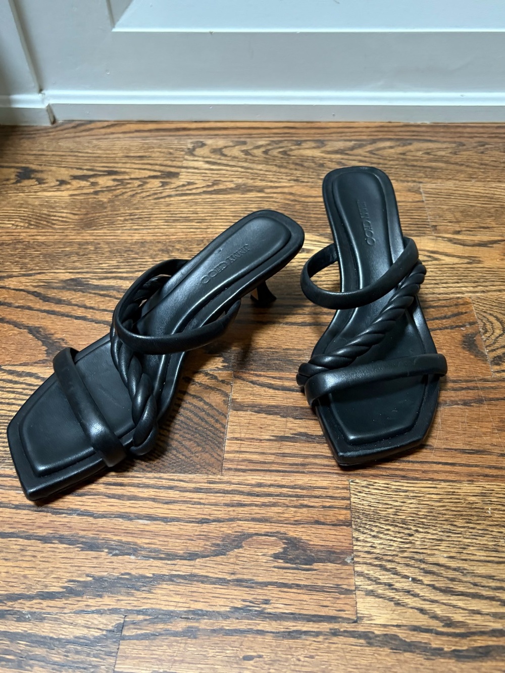 💠 Jimmy Choo Diosa 50 Black Twisted Leather Mules
